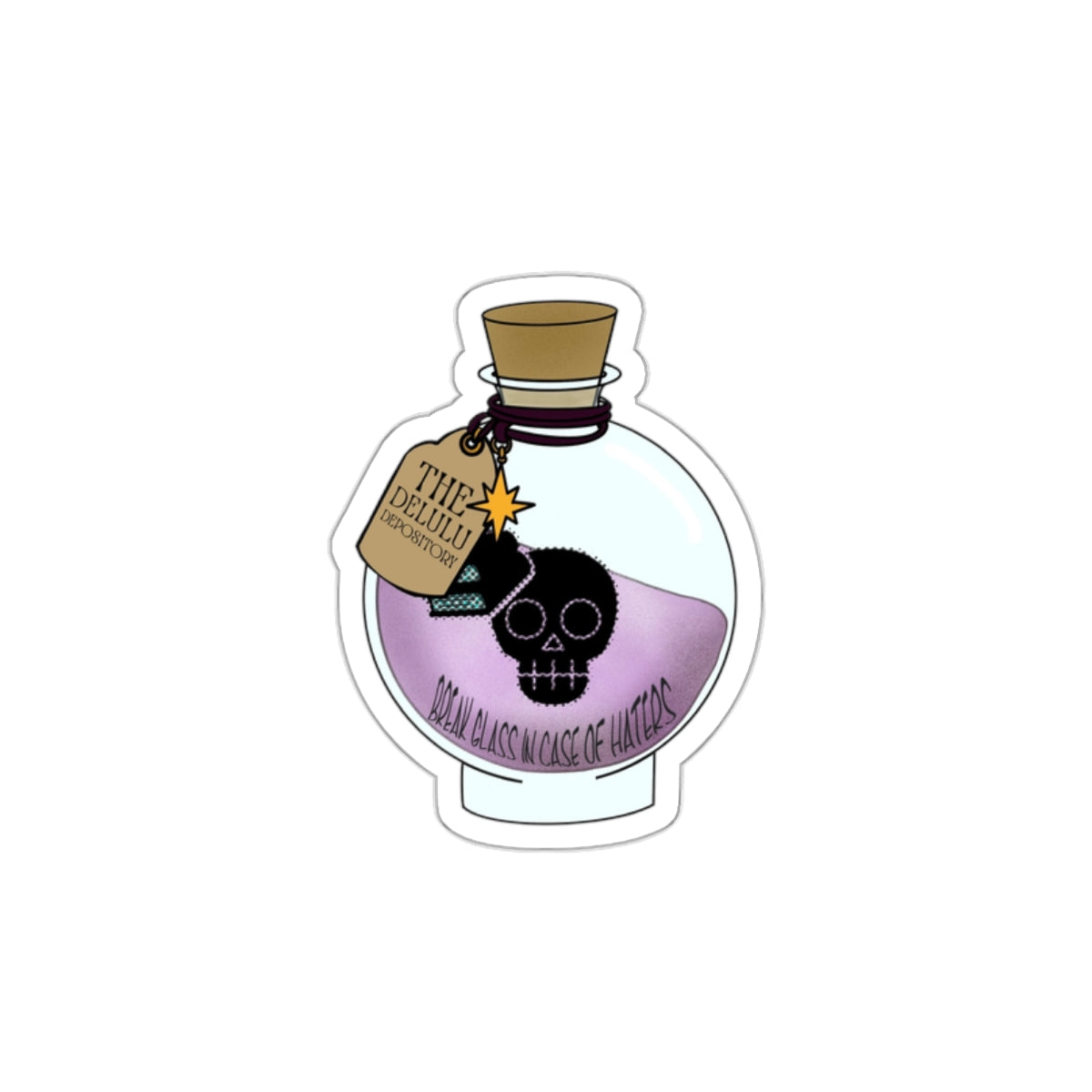 'Break In Case Of Haters' Gothic Skull Vinyl Sticker